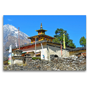 Premium Textil-Leinwand 120 x 80 cm Quer-Format Ein sehr schönes altes Kloster im Dorf Samagaon (3500 m) in der Manaslu-Region | Wandbild, HD-Bild auf Keilrahmen, Fertigbild auf hochwertigem Vlies, Leinwanddruck von Ulrich Senff