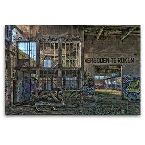 Premium Textil-Leinwand 120 x 80 cm Quer-Format Fabrikshalle verlassen | Wandbild, HD-Bild auf Keilrahmen, Fertigbild auf hochwertigem Vlies, Leinwanddruck von Gerd Matschek