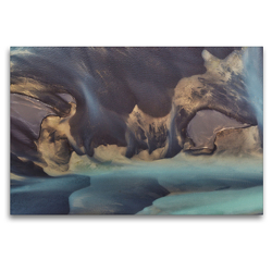 Premium Textil-Leinwand 120 x 80 cm Quer-Format Farbenspiel – Asche, Mineralien, Strömungen – ein Fluss aus der Luft | Wandbild, HD-Bild auf Keilrahmen, Fertigbild auf hochwertigem Vlies, Leinwanddruck von Klaus Gerken
