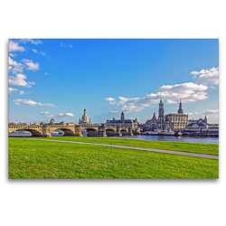 Premium Textil-Leinwand 120 x 80 cm Quer-Format Faszinierende Landschaften aus nah und fern – Canaletto-Blick auf die Dresdner Altstadt | Wandbild, HD-Bild auf Keilrahmen, Fertigbild auf hochwertigem Vlies, Leinwanddruck von Christoph Ebeling