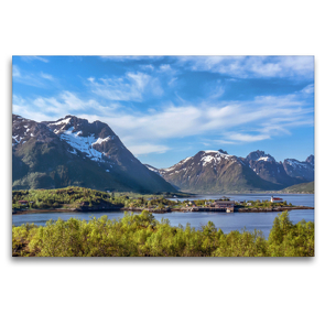 Premium Textil-Leinwand 120 x 80 cm Quer-Format Faszinierende Landschaften aus nah und fern – Sildpollneset auf den Lofoten | Wandbild, HD-Bild auf Keilrahmen, Fertigbild auf hochwertigem Vlies, Leinwanddruck von Christoph Ebeling