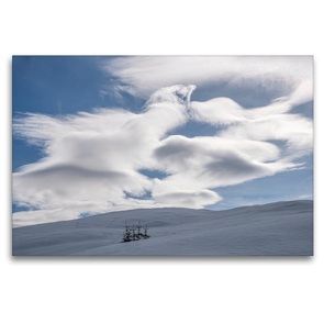 Premium Textil-Leinwand 120 x 80 cm Quer-Format Föhnwolken im Winter | Wandbild, HD-Bild auf Keilrahmen, Fertigbild auf hochwertigem Vlies, Leinwanddruck von Hans Seidl