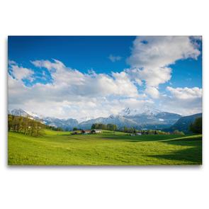 Premium Textil-Leinwand 120 x 80 cm Quer-Format Frühling am Watzmann | Wandbild, HD-Bild auf Keilrahmen, Fertigbild auf hochwertigem Vlies, Leinwanddruck von Martin Wasilewski