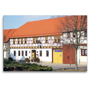 Premium Textil-Leinwand 120 x 80 cm Quer-Format Gasthof „Weißes Roß“ in Mühlberg | Wandbild, HD-Bild auf Keilrahmen, Fertigbild auf hochwertigem Vlies, Leinwanddruck von Flori0