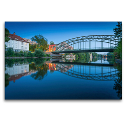 Premium Textil-Leinwand 120 x 80 cm Quer-Format Genzmer Brücke in Halle-Saale | Wandbild, HD-Bild auf Keilrahmen, Fertigbild auf hochwertigem Vlies, Leinwanddruck von Martin Wasilewski