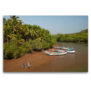 Premium Textil-Leinwand 120 x 80 cm Quer-Format Goa – Agonda River | Wandbild, HD-Bild auf Keilrahmen, Fertigbild auf hochwertigem Vlies, Leinwanddruck von Martin Rauchenwald