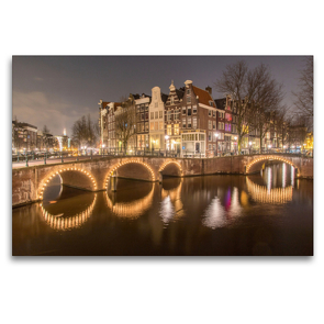 Premium Textil-Leinwand 120 x 80 cm Quer-Format Grachten, Amsterdam | Wandbild, HD-Bild auf Keilrahmen, Fertigbild auf hochwertigem Vlies, Leinwanddruck von Tom van Dutch