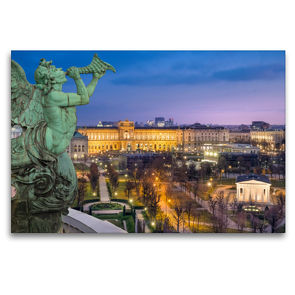 Premium Textil-Leinwand 120 x 80 cm Quer-Format Heldenplatz mit Neuer Burg | Wandbild, HD-Bild auf Keilrahmen, Fertigbild auf hochwertigem Vlies, Leinwanddruck von Karl Heindl