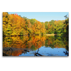 Premium Textil-Leinwand 120 x 80 cm Quer-Format Herbststimmung am Giksteich | Wandbild, HD-Bild auf Keilrahmen, Fertigbild auf hochwertigem Vlies, Leinwanddruck von Thilo Seidel