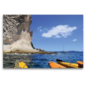 Premium Textil-Leinwand 120 x 80 cm Quer-Format Kalkfelsen nahe Cathedral Cove | Wandbild, HD-Bild auf Keilrahmen, Fertigbild auf hochwertigem Vlies, Leinwanddruck von Jana Thiem-Eberitsch