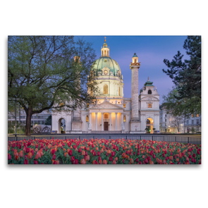 Premium Textil-Leinwand 120 x 80 cm Quer-Format Karlskirche | Wandbild, HD-Bild auf Keilrahmen, Fertigbild auf hochwertigem Vlies, Leinwanddruck von Karl Heindl