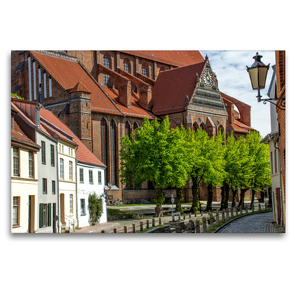 Premium Textil-Leinwand 120 x 80 cm Quer-Format Kirchhof der Stadtkirche St. Nikolai | Wandbild, HD-Bild auf Keilrahmen, Fertigbild auf hochwertigem Vlies, Leinwanddruck von Holger Felix