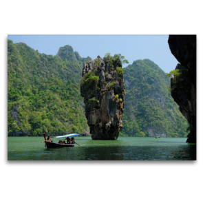 Premium Textil-Leinwand 120 x 80 cm Quer-Format Koh Tapu, James Bond Island, Phang Nga Bay Marine National Park | Wandbild, HD-Bild auf Keilrahmen, Fertigbild auf hochwertigem Vlies, Leinwanddruck von Christian Heeb