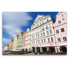 Premium Textil-Leinwand 120 x 80 cm Quer-Format Landshut – Straßenzug in der Altstadt | Wandbild, HD-Bild auf Keilrahmen, Fertigbild auf hochwertigem Vlies, Leinwanddruck von Angelika Keller