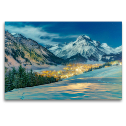 Premium Textil-Leinwand 120 x 80 cm Quer-Format Lech am Arlber mit Blick auf Omesberg und Rüfikopf | Wandbild, HD-Bild auf Keilrahmen, Fertigbild auf hochwertigem Vlies, Leinwanddruck von studio-fifty-five