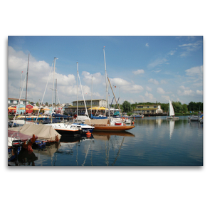 Premium Textil-Leinwand 120 x 80 cm Quer-Format Leipziger Neuseenland – Cospudener See – Hafen Zöbigker | Wandbild, HD-Bild auf Keilrahmen, Fertigbild auf hochwertigem Vlies, Leinwanddruck von Karl Detlef Mai