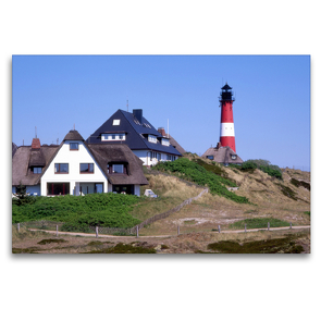 Premium Textil-Leinwand 120 x 80 cm Quer-Format Leuchtturm auf der Insel Sylt | Wandbild, HD-Bild auf Keilrahmen, Fertigbild auf hochwertigem Vlies, Leinwanddruck von Lothar Reupert