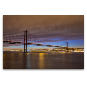 Premium Textil-Leinwand 120 x 80 cm Quer-Format Lissabon – Ponte 25 de Abril | Wandbild, HD-Bild auf Keilrahmen, Fertigbild auf hochwertigem Vlies, Leinwanddruck von TJPhotography