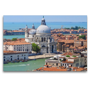 Premium Textil-Leinwand 120 x 80 cm Quer-Format Luftaufnahme von Santa Maria della Salute in Venedig | Wandbild, HD-Bild auf Keilrahmen, Fertigbild auf hochwertigem Vlies, Leinwanddruck von Marion Meyer © Stimmungsbilder1