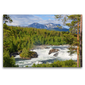 Premium Textil-Leinwand 120 x 80 cm Quer-Format Malselvfossen | Wandbild, HD-Bild auf Keilrahmen, Fertigbild auf hochwertigem Vlies, Leinwanddruck von Gisela Scheffbuch