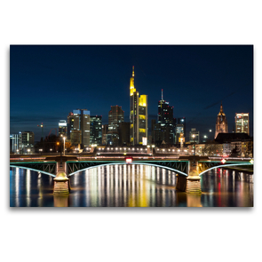 Premium Textil-Leinwand 120 x 80 cm Quer-Format Manhattan, Framkfurt a. M. | Wandbild, HD-Bild auf Keilrahmen, Fertigbild auf hochwertigem Vlies, Leinwanddruck von Tom van Dutch