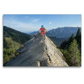 Premium Textil-Leinwand 120 x 80 cm Quer-Format Mit dem Mountainbike auf einem Grad | Wandbild, HD-Bild auf Keilrahmen, Fertigbild auf hochwertigem Vlies, Leinwanddruck von Franz Faltermaier