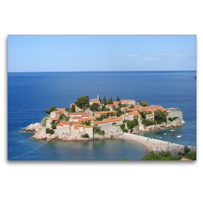 Premium Textil-Leinwand 120 x 80 cm Quer-Format Montenegro – Sveti Stefan | Wandbild, HD-Bild auf Keilrahmen, Fertigbild auf hochwertigem Vlies, Leinwanddruck von Melanie Sommer – Visit and Love