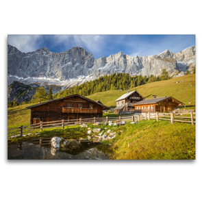 Premium Textil-Leinwand 120 x 80 cm Quer-Format Neustattalm (1.530 m) vor der Dachstein-Südwand | Wandbild, HD-Bild auf Keilrahmen, Fertigbild auf hochwertigem Vlies, Leinwanddruck von Christian Müringer