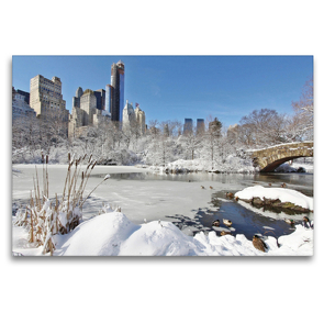 Premium Textil-Leinwand 120 x 80 cm Quer-Format New York im Frost und Schnee | Wandbild, HD-Bild auf Keilrahmen, Fertigbild auf hochwertigem Vlies, Leinwanddruck von Rose Hurley