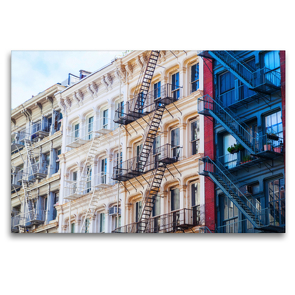 Premium Textil-Leinwand 120 x 80 cm Quer-Format Fassaden in Soho, New York City | Wandbild, HD-Bild auf Keilrahmen, Fertigbild auf hochwertigem Vlies, Leinwanddruck von Christian Müller