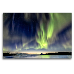 Premium Textil-Leinwand 120 x 80 cm Quer-Format Nordlichter bei der Insel Sommarøy | Wandbild, HD-Bild auf Keilrahmen, Fertigbild auf hochwertigem Vlies, Leinwanddruck von AkremaFotoArt