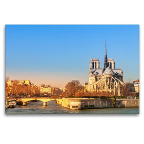 Premium Textil-Leinwand 120 x 80 cm Quer-Format Notre-Dame de Paris und die Seine | Wandbild, HD-Bild auf Keilrahmen, Fertigbild auf hochwertigem Vlies, Leinwanddruck von Alessandro Tortora