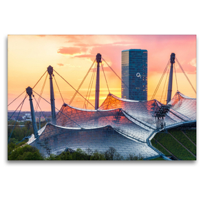 Premium Textil-Leinwand 120 x 80 cm Quer-Format Olympiastadion im Olympiapark in München | Wandbild, HD-Bild auf Keilrahmen, Fertigbild auf hochwertigem Vlies, Leinwanddruck von Werner Dieterich