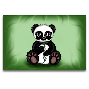 Premium Textil-Leinwand 120 x 80 cm Quer-Format Panda | Wandbild, HD-Bild auf Keilrahmen, Fertigbild auf hochwertigem Vlies, Leinwanddruck von Pezi Creation / Petra Haberhauer