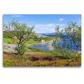 Premium Textil-Leinwand 120 x 80 cm Quer-Format Panorama am Porsangerfjord | Wandbild, HD-Bild auf Keilrahmen, Fertigbild auf hochwertigem Vlies, Leinwanddruck von Gisela Scheffbuch