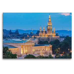 Premium Textil-Leinwand 120 x 80 cm Quer-Format Parlament und Rathaus | Wandbild, HD-Bild auf Keilrahmen, Fertigbild auf hochwertigem Vlies, Leinwanddruck von Gerhard Vlcek