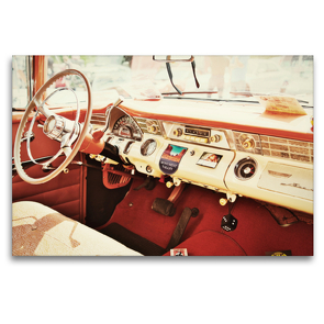 Premium Textil-Leinwand 120 x 80 cm Quer-Format Pontiac Cockpit, Nostalgisch und Klassisch | Wandbild, HD-Bild auf Keilrahmen, Fertigbild auf hochwertigem Vlies, Leinwanddruck von Holger Gräbner