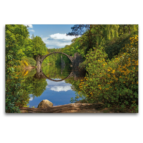 Premium Textil-Leinwand 120 x 80 cm Quer-Format Rakotzbrücke im Rhododrendronpark Kromlau | Wandbild, HD-Bild auf Keilrahmen, Fertigbild auf hochwertigem Vlies, Leinwanddruck von N N