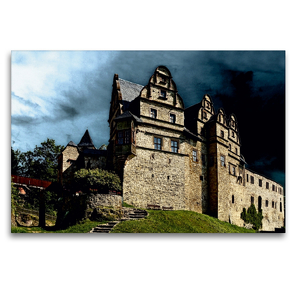 Premium Textil-Leinwand 120 x 80 cm Quer-Format Renaissanceschloss Kranichfeld der Fürsten Reuß in Thüringen | Wandbild, HD-Bild auf Keilrahmen, Fertigbild auf hochwertigem Vlies, Leinwanddruck von Flori0