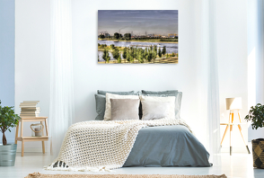 Premium Textil-Leinwand 1200 x 800 cm Quer-Format RKM 774,5 Rheinpark Hochfeld – Logport II Rheinhausen | Wandbild, HD-Bild auf Keilrahmen, Fertigbild auf hochwertigem Vlies, Leinwanddruck von Joachim Petsch