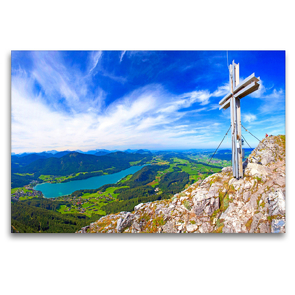 Premium Textil-Leinwand 120 x 80 cm Quer-Format Rund um den Fuschlsee | Wandbild, HD-Bild auf Keilrahmen, Fertigbild auf hochwertigem Vlies, Leinwanddruck von Christa Kramer