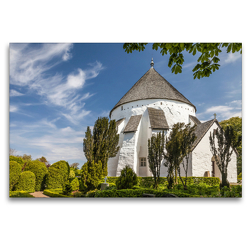 Premium Textil-Leinwand 120 x 80 cm Quer-Format Rundkirche von Osterlars auf Bornholm | Wandbild, HD-Bild auf Keilrahmen, Fertigbild auf hochwertigem Vlies, Leinwanddruck von Christian Müringer