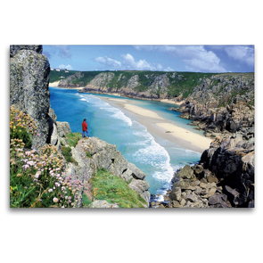 Premium Textil-Leinwand 120 x 80 cm Quer-Format Sagenumwobenes Cornwall – Klippen, blaues Meer, ein Paradies im Südwesten von England | Wandbild, HD-Bild auf Keilrahmen, Fertigbild auf hochwertigem Vlies, Leinwanddruck von CALVENDO