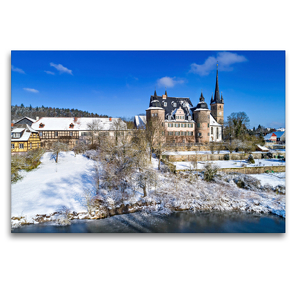 Premium Textil-Leinwand 120 x 80 cm Quer-Format Schloss Ahorn im Winter | Wandbild, HD-Bild auf Keilrahmen, Fertigbild auf hochwertigem Vlies, Leinwanddruck von Val Thoermer