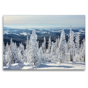 Premium Textil-Leinwand 120 x 80 cm Quer-Format Schöner stiller Winter im Nationalpark Bayerischer Wald | Wandbild, HD-Bild auf Keilrahmen, Fertigbild auf hochwertigem Vlies, Leinwanddruck von Andreas Riedmiller