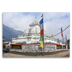 Premium Textil-Leinwand 120 x 80 cm Quer-Format Schöner Stupa im Dorf Chaurikharka im Solu Khumbu auf 2650 m Höhe | Wandbild, HD-Bild auf Keilrahmen, Fertigbild auf hochwertigem Vlies, Leinwanddruck von Ulrich Senff