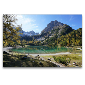 Premium Textil-Leinwand 120 x 80 cm Quer-Format Seebensee mit Drachenkopf | Wandbild, HD-Bild auf Keilrahmen, Fertigbild auf hochwertigem Vlies, Leinwanddruck von Franz Forstner