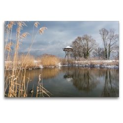 Premium Textil-Leinwand 120 x 80 cm Quer-Format Seeburgpark und Seeburgturm in Kreuzlingen am Bodensee | Wandbild, HD-Bild auf Keilrahmen, Fertigbild auf hochwertigem Vlies, Leinwanddruck von Gabi Emser und Rainer Awiszus-Emser