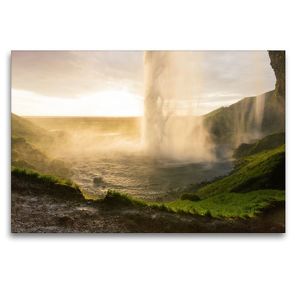 Premium Textil-Leinwand 120 x 80 cm Quer-Format Seljandsfoss Island | Wandbild, HD-Bild auf Keilrahmen, Fertigbild auf hochwertigem Vlies, Leinwanddruck von Johann Schörkhuber