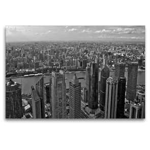 Premium Textil-Leinwand 120 x 80 cm Quer-Format Shanghai Skyline | Wandbild, HD-Bild auf Keilrahmen, Fertigbild auf hochwertigem Vlies, Leinwanddruck von Ralf Wittstock